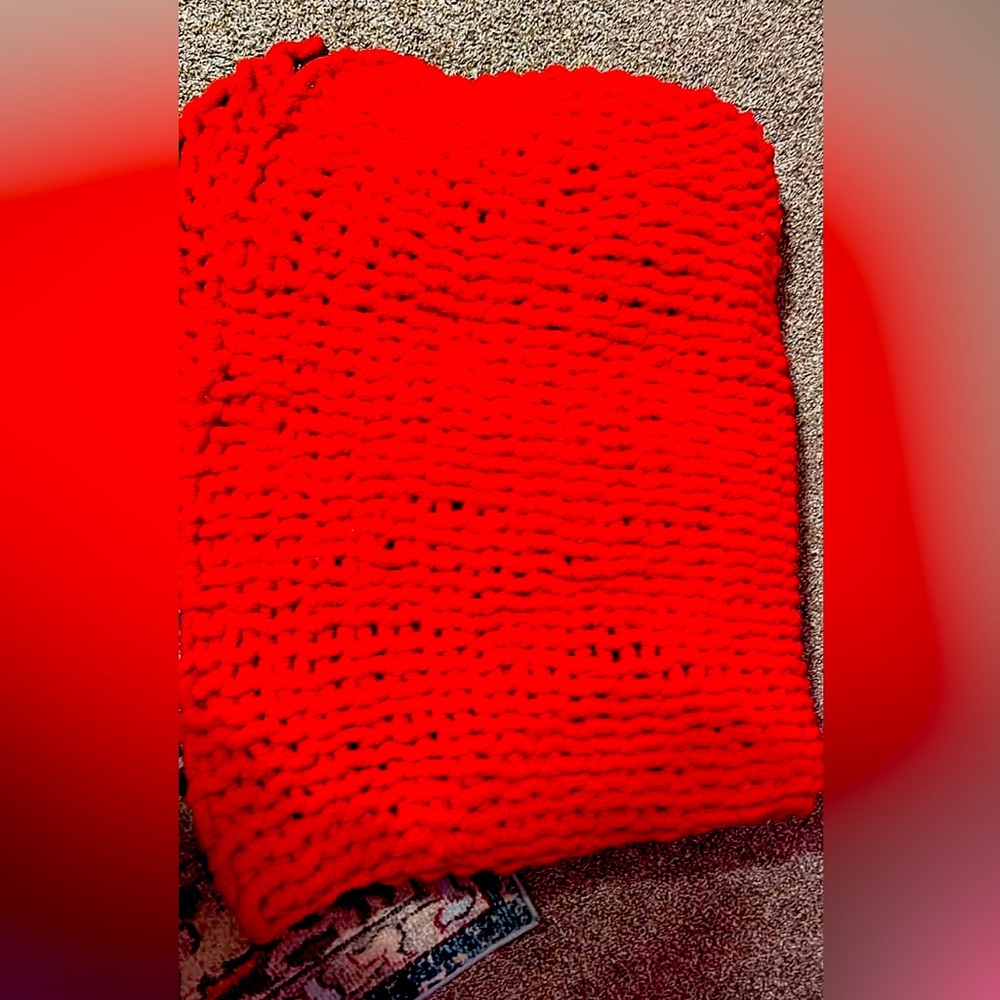 Gorgeous Christmas Red Hand knitted Queen sized blanket